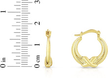 Load image into Gallery viewer, 10k Yellow Gold Infinite Knot and Ribbed Hoop Earrings

