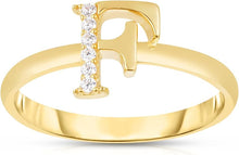 Load image into Gallery viewer, 10k Yellow Gold Personalized Letter A-Z Small Block Alphabet Character CZ Initial Ring
