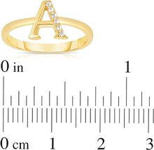 Load image into Gallery viewer, 10k Yellow Gold Personalized Letter A-Z Small Block Alphabet Character CZ Initial Ring
