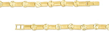 Load image into Gallery viewer, 10k Yellow Gold Satin Finish Links with Round Circle Diamond Cut Finish Charm Bracelet
