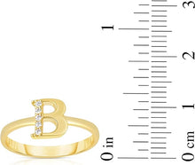 Load image into Gallery viewer, 10k Yellow Gold Personalized Letter A-Z Small Block Alphabet Character CZ Initial Ring
