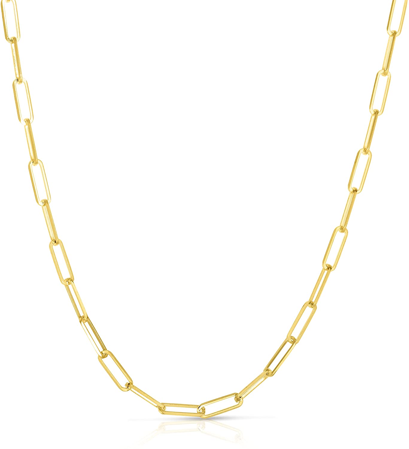 10k Yellow Gold Paperclip Solid Solid Chain Necklace