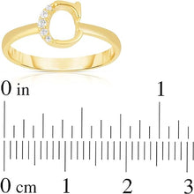 Load image into Gallery viewer, 10k Yellow Gold Personalized Letter A-Z Small Block Alphabet Character CZ Initial Ring
