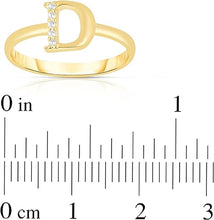 Load image into Gallery viewer, 10k Yellow Gold Personalized Letter A-Z Small Block Alphabet Character CZ Initial Ring
