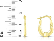 Load image into Gallery viewer, 10k Yellow Gold Oval Shape with Triple Ribbed Design Hoop Earrings

