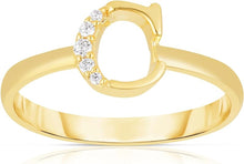 Load image into Gallery viewer, 10k Yellow Gold Personalized Letter A-Z Small Block Alphabet Character CZ Initial Ring
