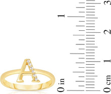 Load image into Gallery viewer, 10k Yellow Gold Personalized Letter A-Z Small Block Alphabet Character CZ Initial Ring
