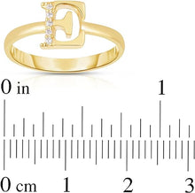 Load image into Gallery viewer, 10k Yellow Gold Personalized Letter A-Z Small Block Alphabet Character CZ Initial Ring
