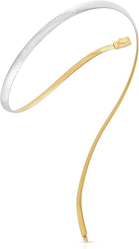 14k Yellow and White Gold 3mm Reversible Omega Chain Necklace