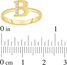 Load image into Gallery viewer, 10k Yellow Gold Personalized Letter A-Z Small Block Alphabet Character CZ Initial Ring
