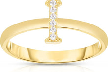 Load image into Gallery viewer, 10k Yellow Gold Personalized Letter A-Z Small Block Alphabet Character CZ Initial Ring
