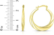 Load image into Gallery viewer, 10k Yellow Gold High Polish and Twisted Swirl Cut Design Hoop Earrings
