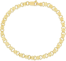 Load image into Gallery viewer, 10k Yellow Gold Filigree Single Row Square with Princess Diamond Cut Finish Link Bracelet
