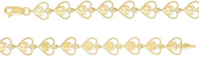 Load image into Gallery viewer, 10k Yellow Gold Filigree Open Heart Shape with Heart Diamond Cut Finish Link Bracelet
