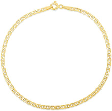 Load image into Gallery viewer, 10k Yellow Gold Floreo 10k Yellow Gold Hollow Anchor Mariner Link Chain Bracelet or Anklet
