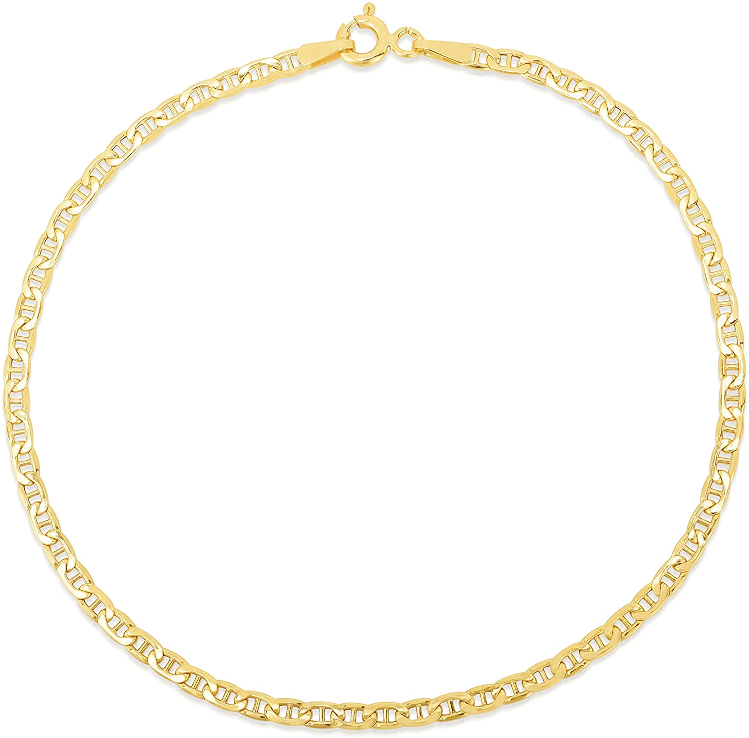 10k Yellow Gold Floreo 10k Yellow Gold Hollow Anchor Mariner Link Chain Bracelet or Anklet