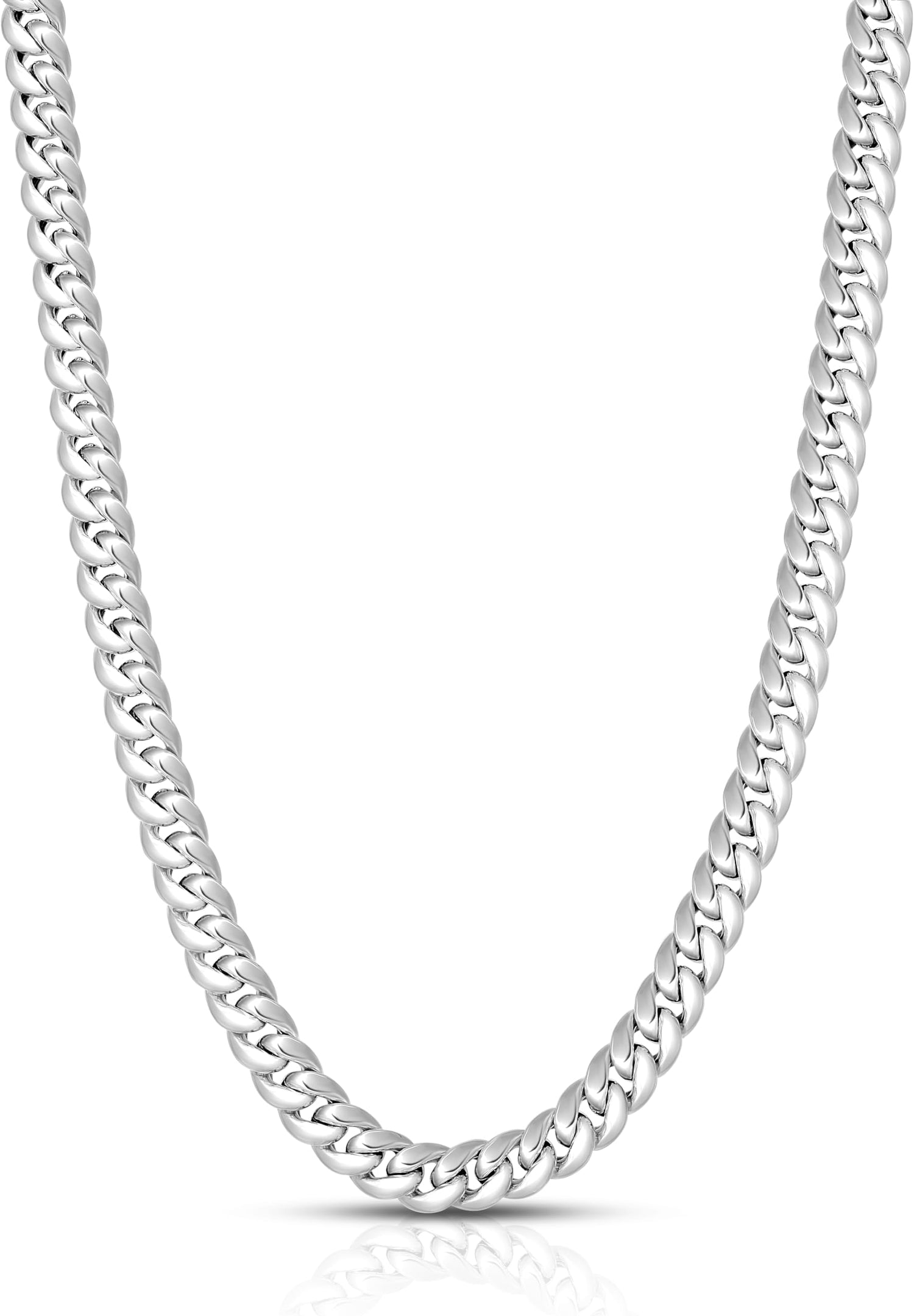 10k White Gold 6.8mm Semi-Lite Miami Cuban Chain Necklace