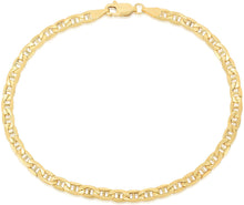 Load image into Gallery viewer, 10k Yellow Gold Floreo 10k Yellow Gold Hollow Anchor Mariner Link Chain Bracelet or Anklet
