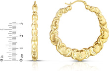 Load image into Gallery viewer, 10k Yellow Gold XOXO with Graduated Heart Shape Hoop Earrings
