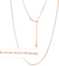 Load image into Gallery viewer, 14k Yellow Gold White Gold or Rose Gold Adjustable Paperclip Link Chain Necklace, 22 Inch
