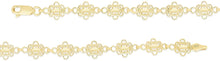 Load image into Gallery viewer, 10k Yellow Gold Filigree Flower and Oval Shape with Marquise Diamond Cut Finish Floral Link Bracelet
