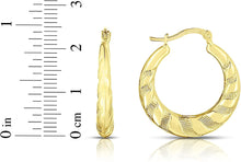 Load image into Gallery viewer, 10k Yellow Gold High Polish and Twisted Swirl Ribbed Hoop Earrings
