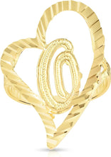 Load image into Gallery viewer, 10k Yellow Gold Small Medium or Large A-Z Cursive initial Letter Heart Ring
