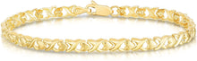 Load image into Gallery viewer, 10k Yellow Gold XOXO X and O Heart Shape Satin and High Polish Finish Bracelet
