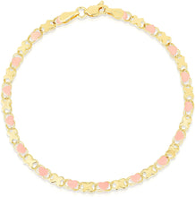 Load image into Gallery viewer, 10k Yellow Gold XOXO X and Heart Double Link Bracelet, 3.5mm
