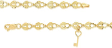 Load image into Gallery viewer, 10k Yellow Gold Textured Finish Heart Shape Lock and Key Link Charm Bracelet
