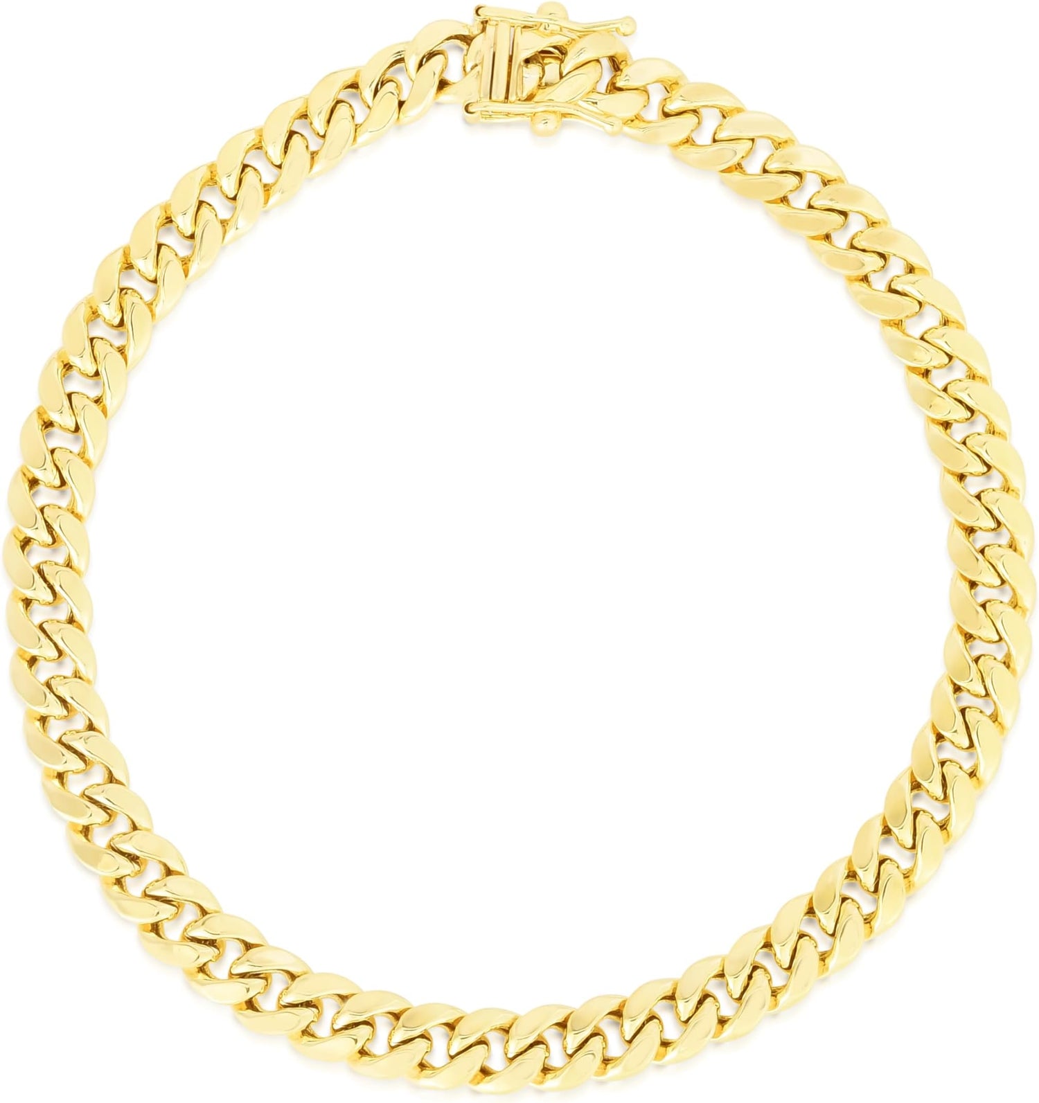 14k Yellow Gold 6.1mm Semi-Lite Miami Cuban Chain Bracelet