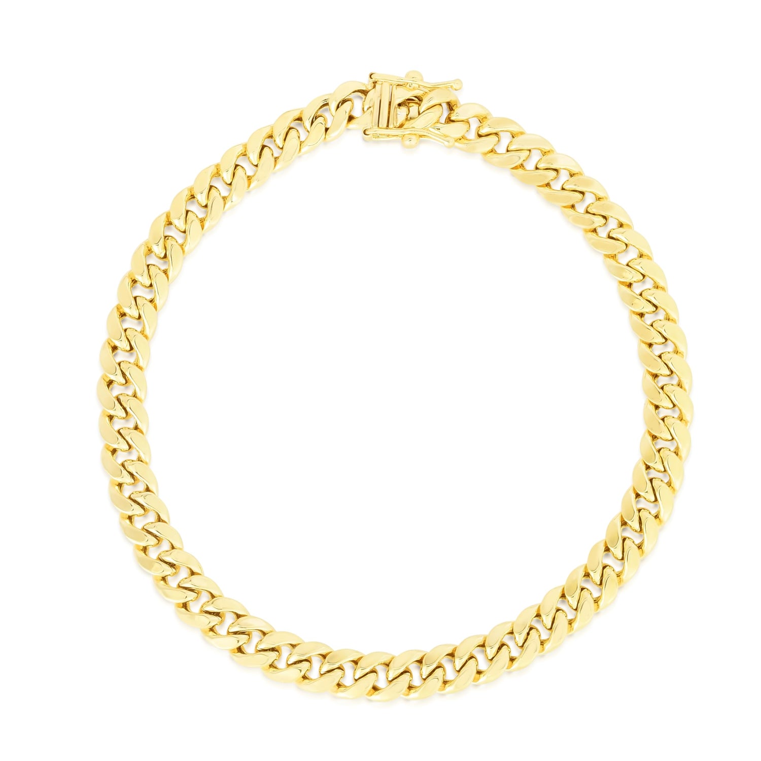 Floreo 10k Yellow Gold 5.4mm Semi-Lite Miami Cuban Chain Bracelet