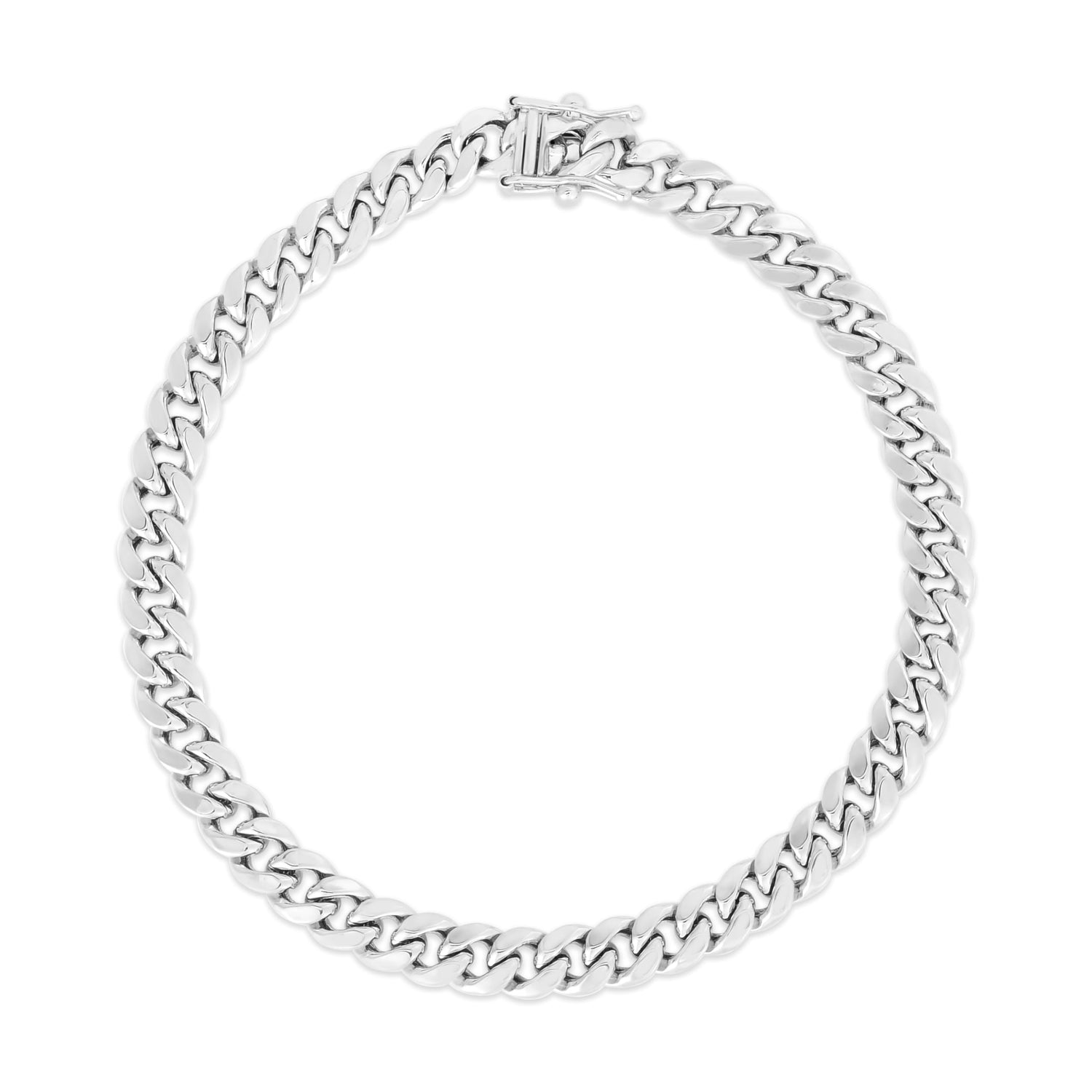 10k White Gold 7.3mm Semi-Lite Miami Cuban Chain Bracelet