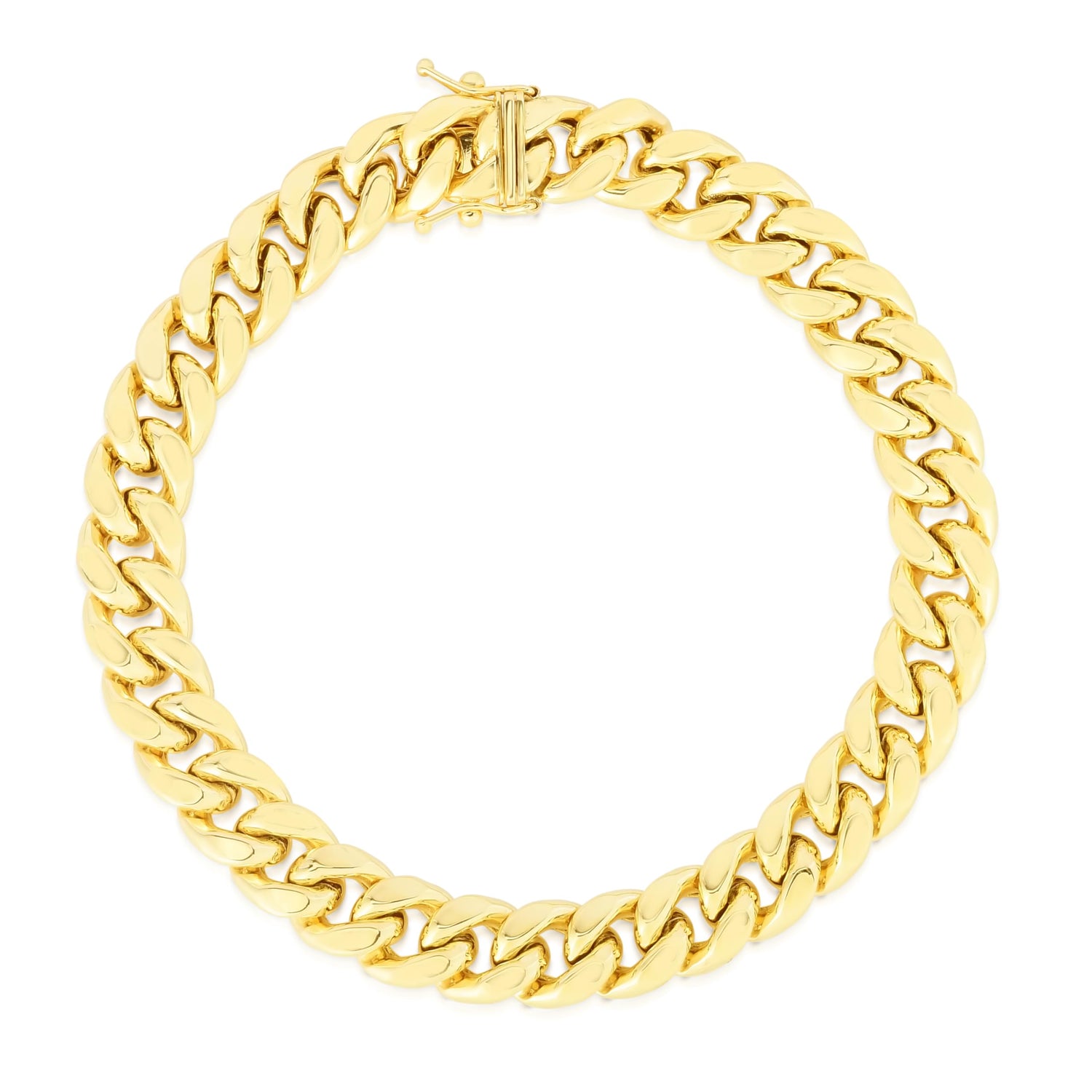 10k Yellow Gold 8.6mm Semi-Lite Miami Cuban Chain Bracelet