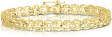 Load image into Gallery viewer, 10k Yellow Gold Triple Row Filigree and Marquise Diamond Cut Finish Oval Link Bracelet
