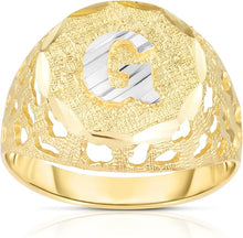 Load image into Gallery viewer, Men&#39;s 10k Two-Tone Gold Round A-Z Initial Ring
