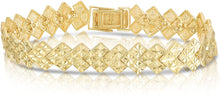 Load image into Gallery viewer, 10k Yellow Gold 11.3mm Square with Princess Diamond Cut Finish Link Bracelet
