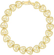 Load image into Gallery viewer, 10k Yellow Gold Filigree Open Heart Shape with Anchor Design Link Bracelet
