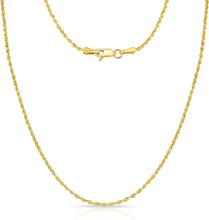 Load image into Gallery viewer, 10k Yellow Gold 1.5mm Solid Diamond Cut Rope Chain Necklace
