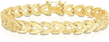 Load image into Gallery viewer, 10k Yellow Gold 7.5mm Leaf with Diamond Cut Finish Link Bracelet
