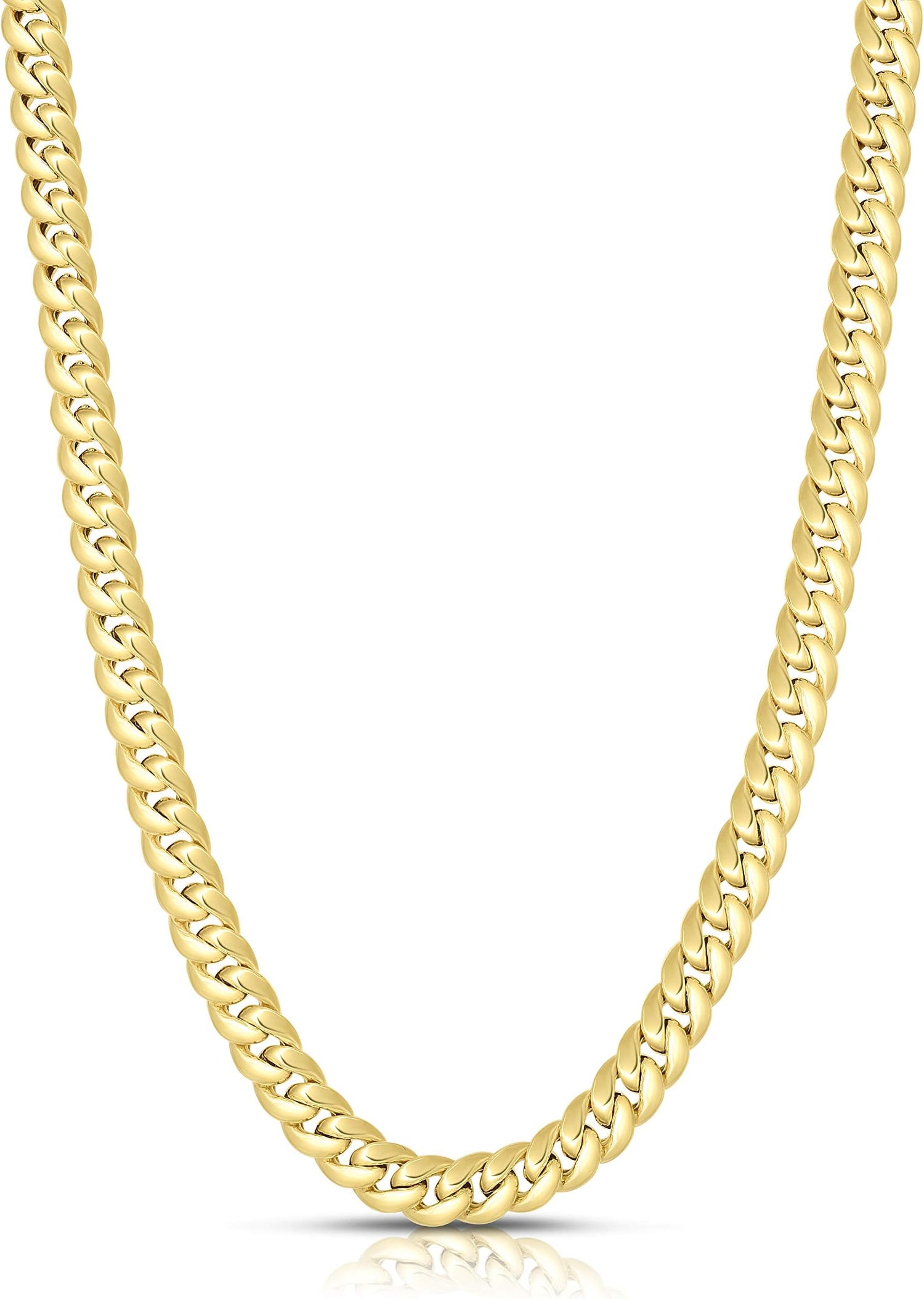 14k Yellow Gold 6.6mm Semi-Lite Miami Cuban Chain Necklace