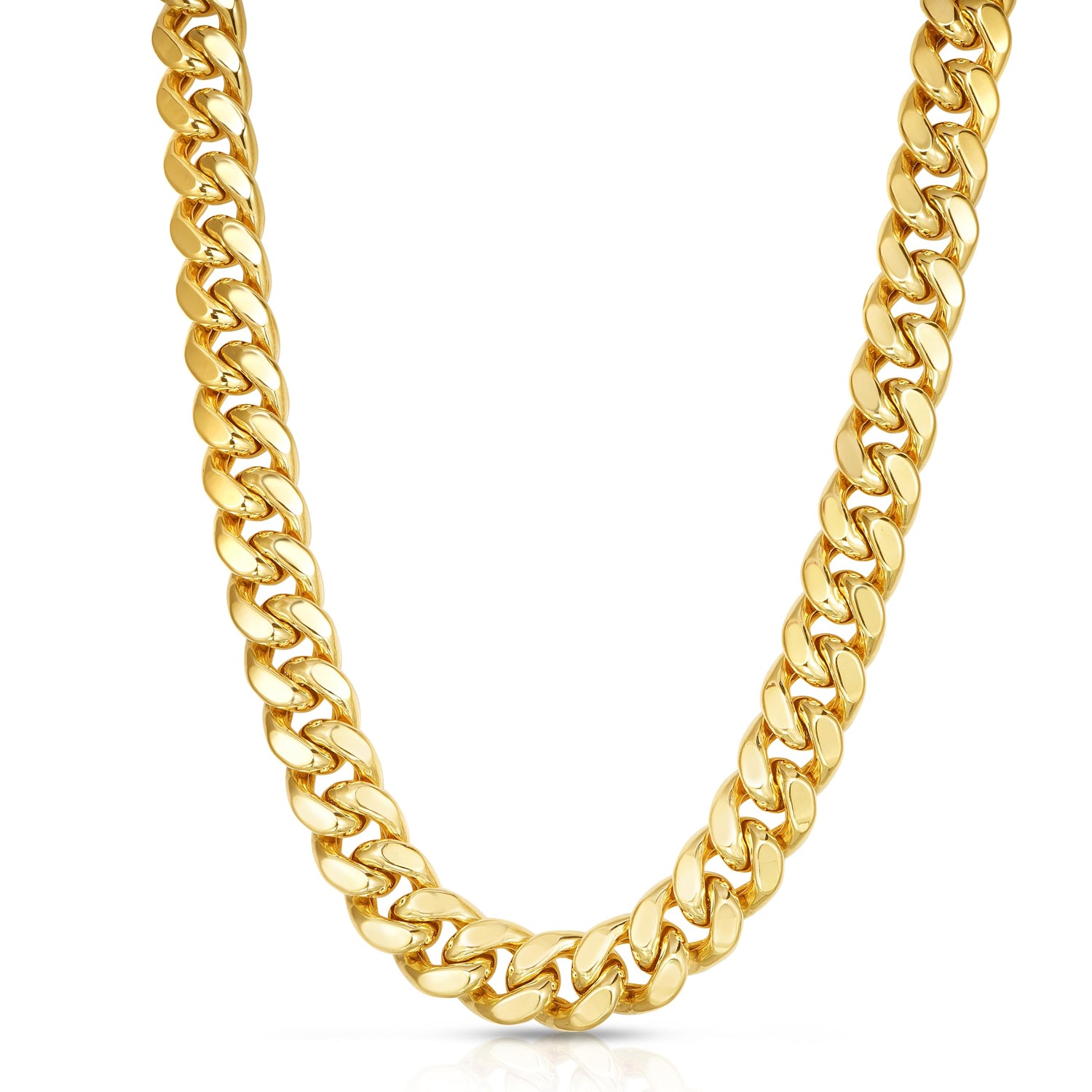 Floreo 10k Yellow Gold 14.2mm Semi-Lite Miami Cuban Chain Necklace
