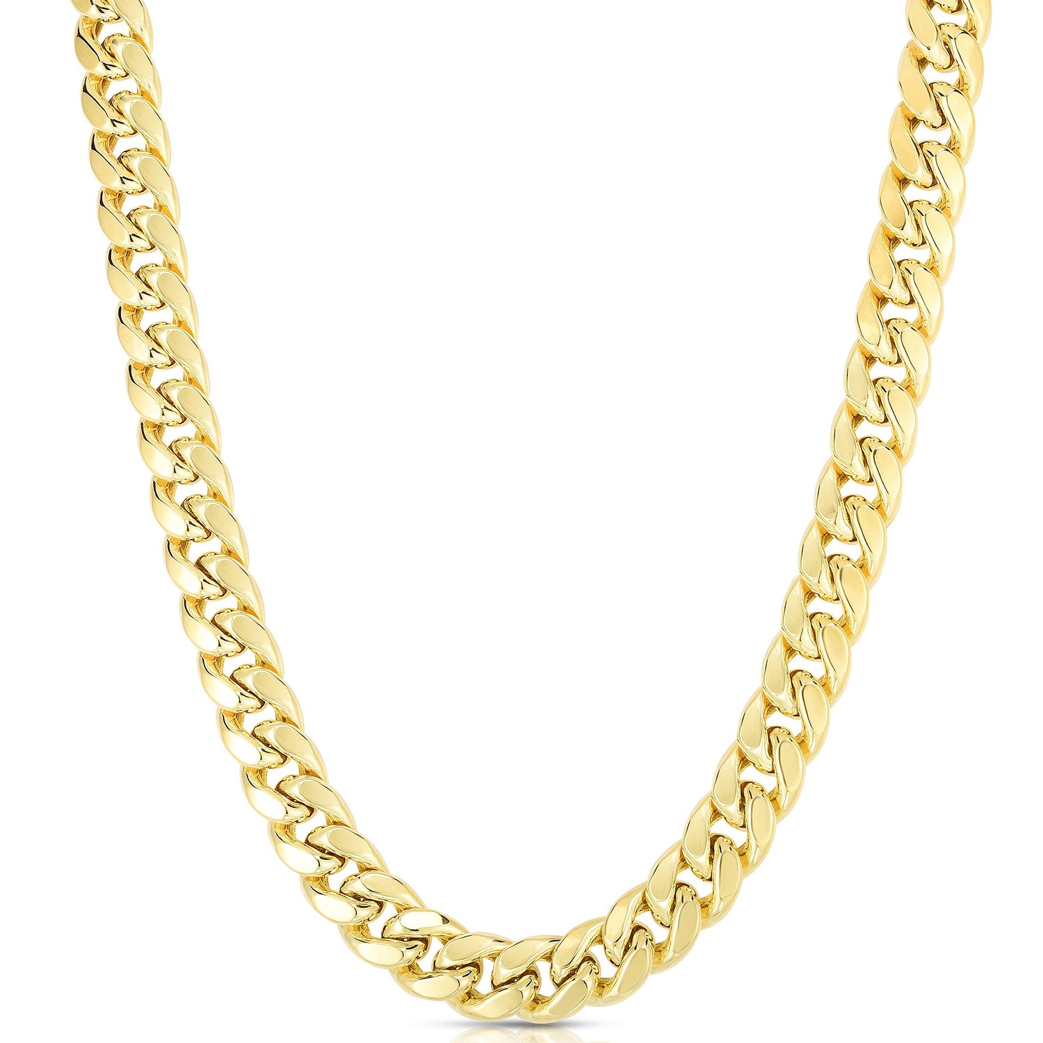 10k Yellow Gold 9.2mm Semi-Lite Miami Cuban Chain Necklace