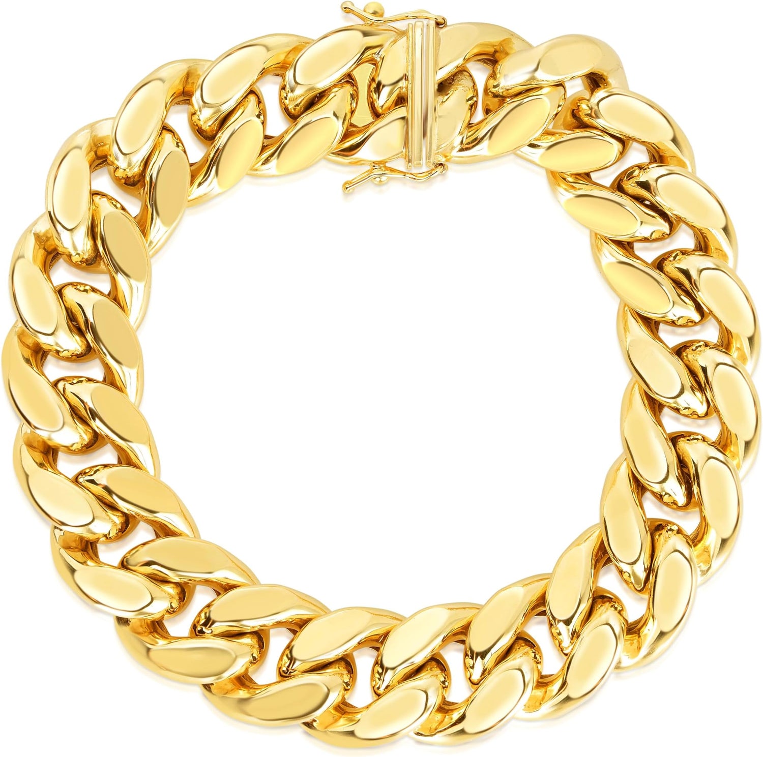 14k Yellow Gold 11.1mm Semi-Lite Miami Cuban Chain Bracelet