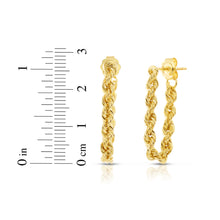 Load image into Gallery viewer, 10k Yellow Gold 3.2mm Rope Chain Drop Earrings, Length: 1&quot;
