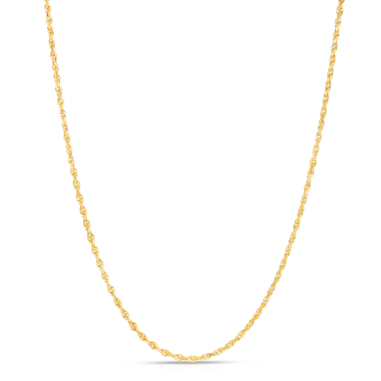 10k Yellow Gold 2.5mm Solid Diamond Cut Rope Chain Necklace