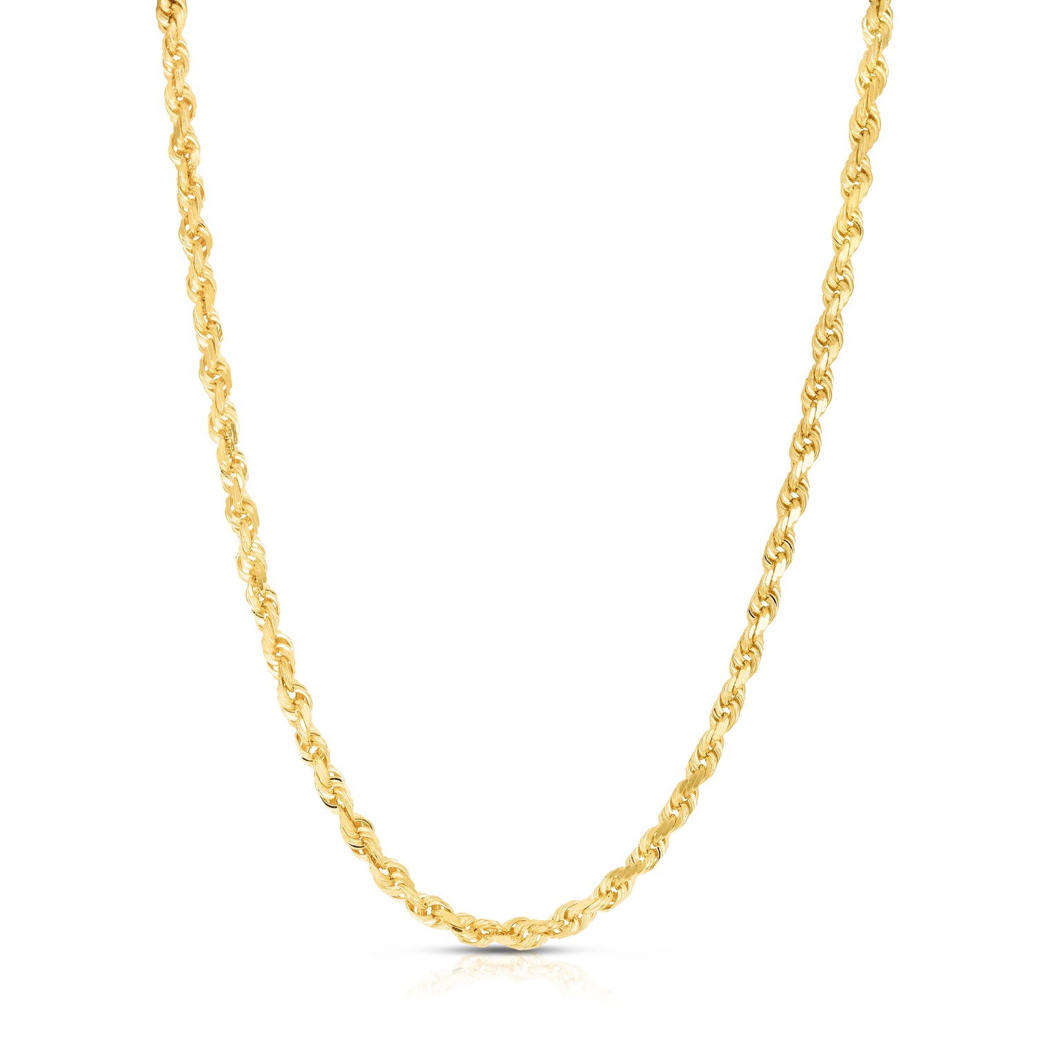 10k Yellow Gold 5mm Solid Diamond Cut Rope Chain Necklace