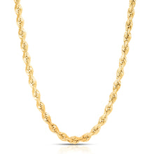 Load image into Gallery viewer, 10k Yellow Gold 8mm Solid Diamond Cut Rope Chain Necklace
