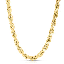Load image into Gallery viewer, 10k Yellow Gold 10mm Solid Diamond Cut Rope Chain Necklace
