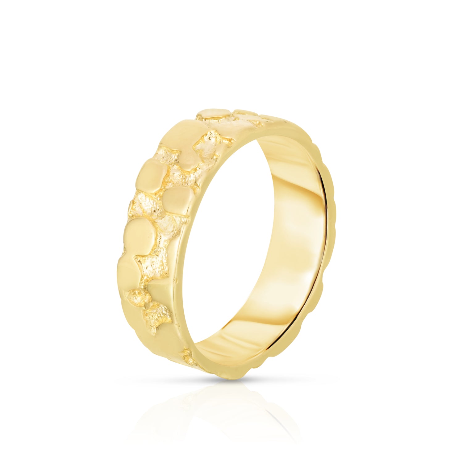 10k Yellow Gold 5.5mm Solid Full Nggget Band Ring